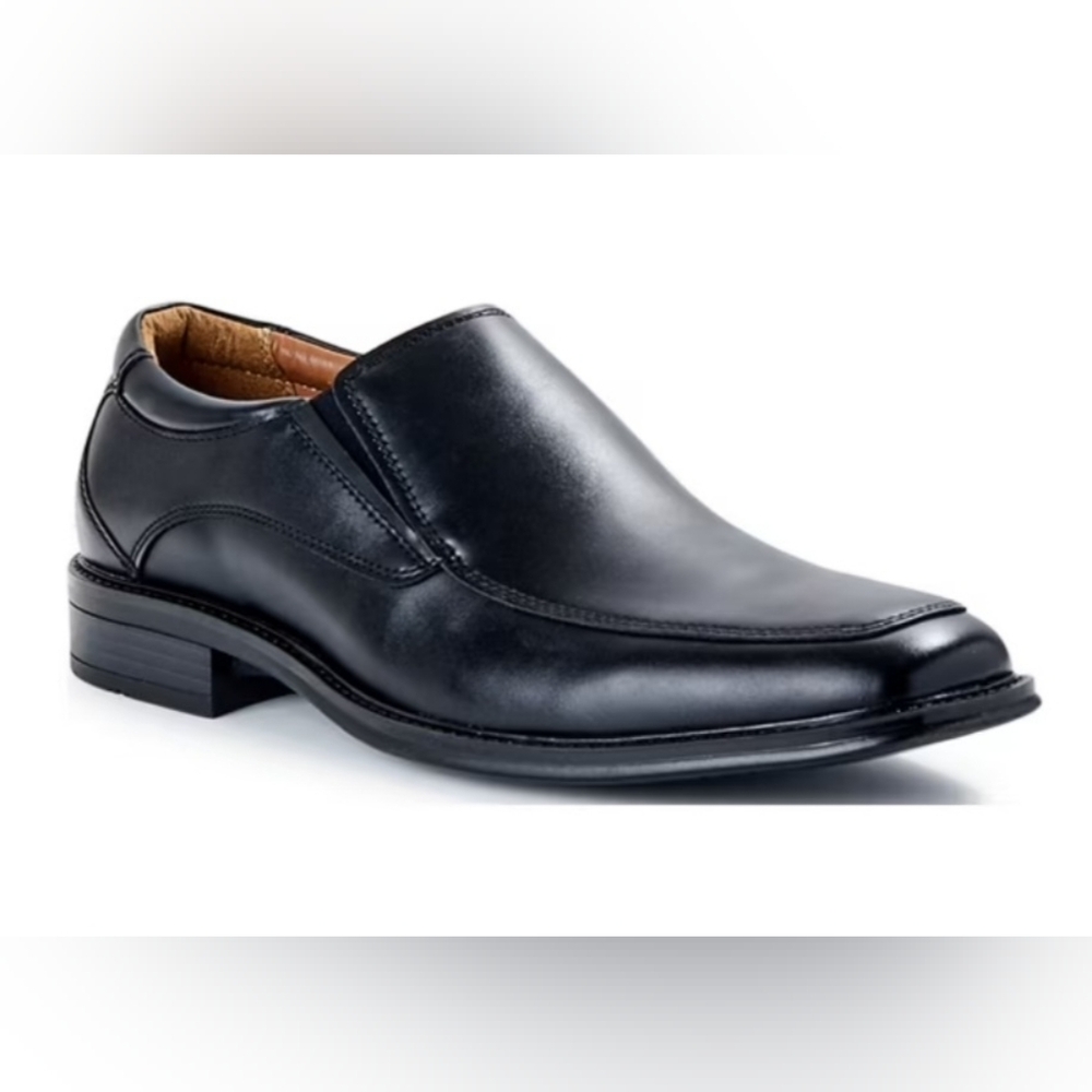 George Men's Black Faux Leather Loafers - Size 12 - Slip-On Dress Shoes